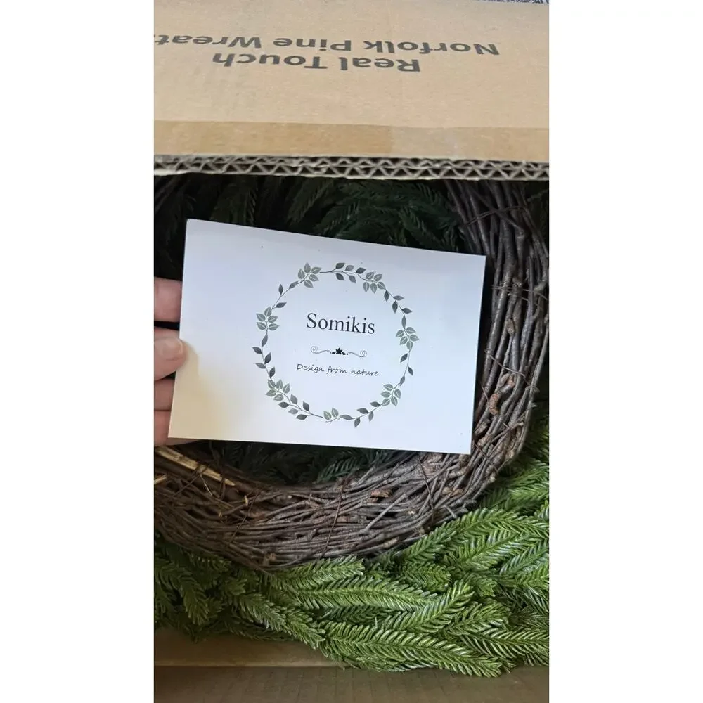 Real Touch Norfolk Pine Wreath 24 Inch Christmas/All Season NWT